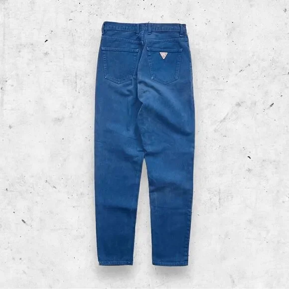 Vtg 90s Guess Jeans USA Jeans, Red Patch, High Rise Tapered Leg, USA Made 28 30 - Picture 2 of 7